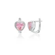 Heart Shape Pink CZ Latch Back Sterling Silver Earrings - Sade 925 Silver Jewelry