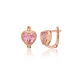 Heart Shape Pink CZ Latch Back Sterling Silver Earrings - Sade 925 Silver Jewelry