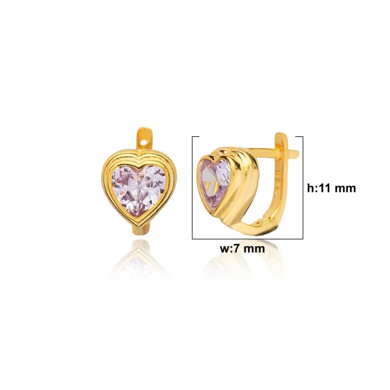Heart Shape CZ Latch Back 925 Sterling Silver Earrings - Sade 925 Silver Jewelry