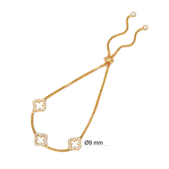 Clover Adjustable Fine 925 Sterling Silver Bracelet | 925 Sterling Silver Wholesale | Sade Silver Clover Adjustable Fine 925 Sterling Silver Bracelet - Sade 925 Silver Jewelry
