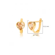 Citrine CZ Heart Latch Back Fine 925 Silver Earrings