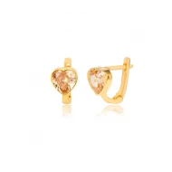 Citrine CZ Heart Latch Back Fine 925 Silver Earrings