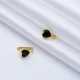 Black CZ Heart Latch Back Fine Sterling Silver Earrings | 925 Sterling Silver Wholesale | Sade Silver Black CZ Heart Latch Back Fine Sterling Silver Earrings - Sade 925 Silver Jewelry