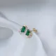 Tiny Emerald Baguette 925 Sterling Silver Earrings