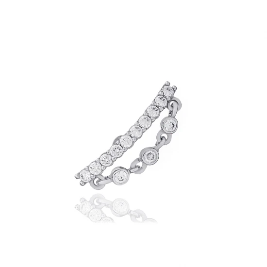 Single Round Cut CZ Chain 925 Sterling Silver Earrings Single Round Cut CZ Chain 925 Sterling Silver Earrings