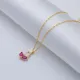 Tiny Ruby CZ Marquise Cut Flower Charm Necklace Silver Jewelry Tiny Ruby CZ Marquise Cut Flower Charm Necklace Silver Jewelry