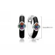 Mix CZ Black Enamel 925 Sterling Silver Earrings