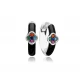 Mix CZ Black Enamel 925 Sterling Silver Earrings