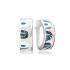 White Enamel Mix CZ Latch Back Sterling Silver Earrings