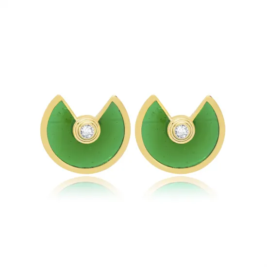 Green Enamel Round Silver Stud Earrings Green Enamel Round Silver Stud Earrings