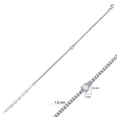 Pear Drop Tennis 925 Sterling Silver Bracelet