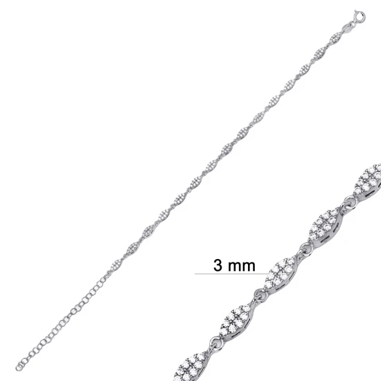 Geometric Shiny CZ Chain 925 Sterling Silver Bracelet - Sade 925 Silver Jewelry