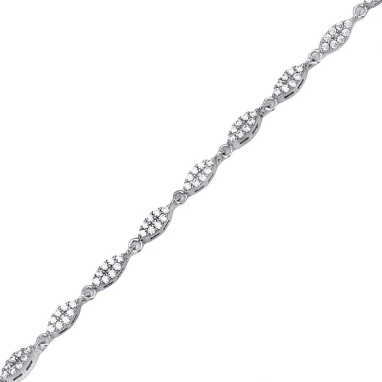 Geometric Shiny CZ Chain 925 Sterling Silver Bracelet - Sade 925 Silver Jewelry