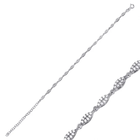 Geometric Shiny CZ Chain 925 Sterling Silver Bracelet - Sade 925 Silver Jewelry