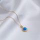Blue Opal Round Tiny Charm Necklace Pendant Blue Opal Round Tiny Charm Necklace Pendant