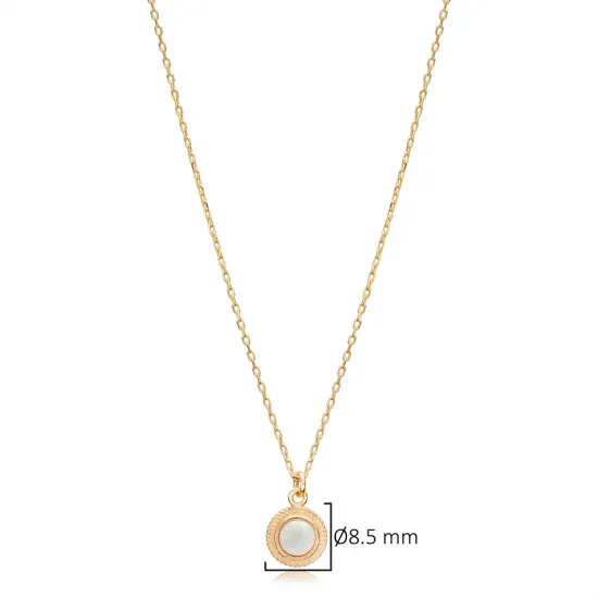 White Opal Round Tiny 925 Sterling Silver Necklace White Opal Round Tiny 925 Sterling Silver Necklace