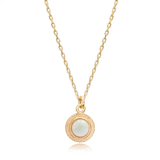 White Opal Round Tiny 925 Sterling Silver Necklace White Opal Round Tiny 925 Sterling Silver Necklace