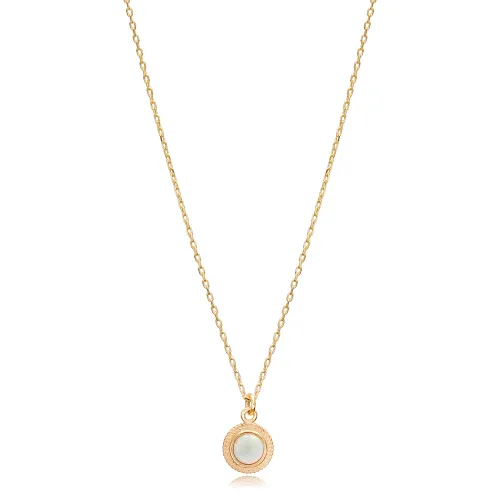 White Opal Round Tiny Charm Necklace Pendant