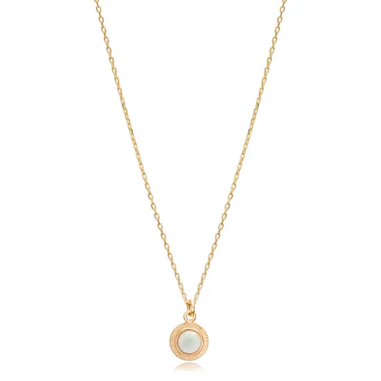 White Opal Round Tiny 925 Sterling Silver Necklace White Opal Round Tiny 925 Sterling Silver Necklace