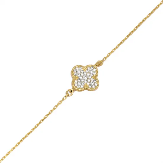 CZ Clover Charm Bracelet Wholesale 925 Silver Jewelry CZ Clover Charm Bracelet Wholesale 925 Silver Jewelry