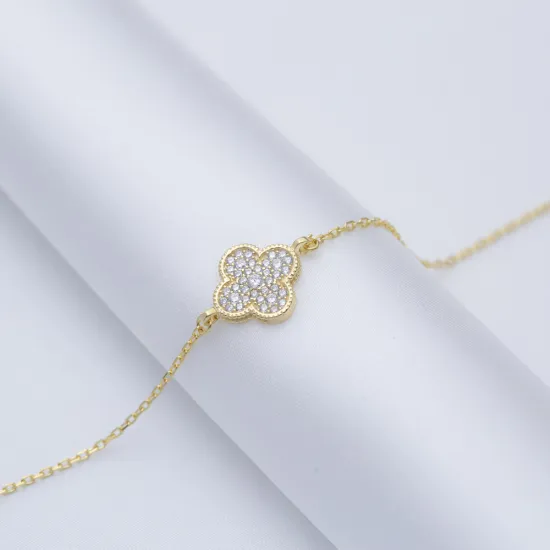 CZ Clover Charm Bracelet Wholesale 925 Silver Jewelry CZ Clover Charm Bracelet Wholesale 925 Silver Jewelry