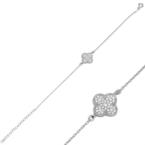 CZ Clover Charm Bracelet Wholesale 925 Silver Jewelry CZ Clover Charm Bracelet Wholesale 925 Silver Jewelry