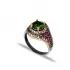 Round Emerald CZ Ottoman 925 Sterling Silver Ring