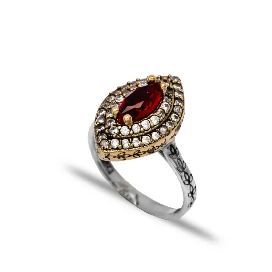 Marquise Garnet CZ Ottoman 925 Sterling Silver Ring