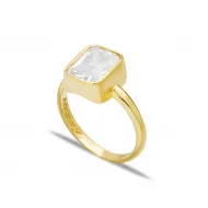 CZ Square Shape Sterling Silver Cluster Ring