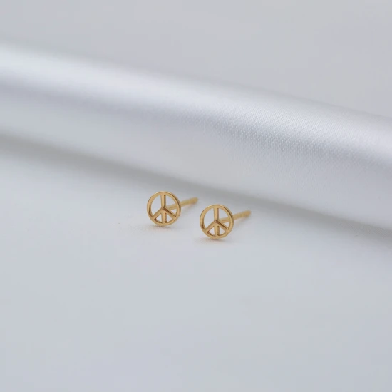 Piece Sign Tiny 925 Sterling Silver Earrings Piece Sign Tiny 925 Sterling Silver Earrings