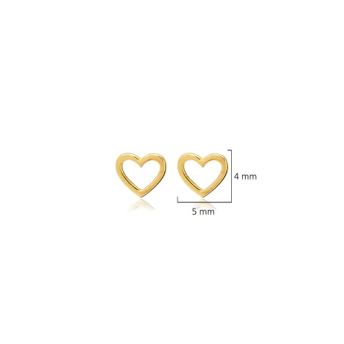Tiny Hollow Heart 925 Sterling Silver Earrings