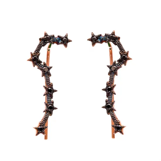 Turkish Light Black CZ Earrings in 925 Sterling Silver Turkish Light Black CZ Earrings in 925 Sterling Silver