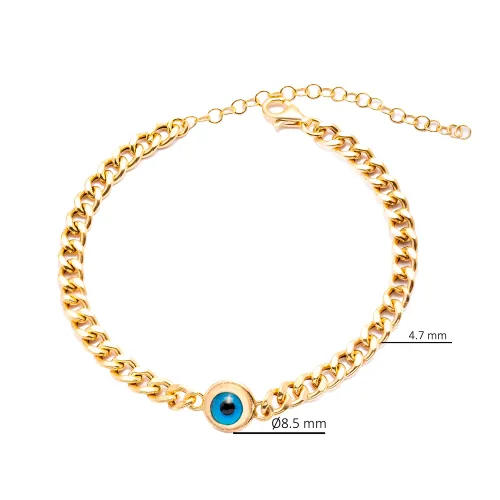 Luck Evil Eye Gourmet Chain Sterling Silver Bracelet