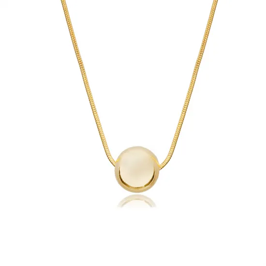 Plain Ball Charm Snake Chain Silver Pendant Necklace Plain Ball Charm Snake Chain Silver Pendant Necklace