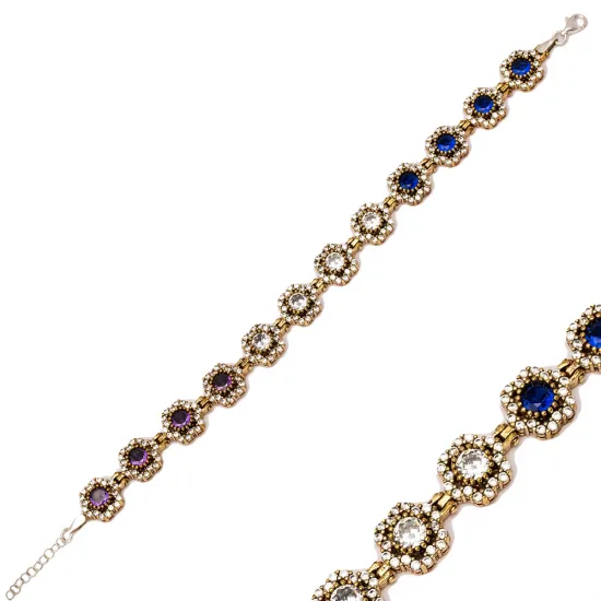 Square Shape Mix CZ 925 Sterling Silver Bracelet Square Shape Mix CZ 925 Sterling Silver Bracelet
