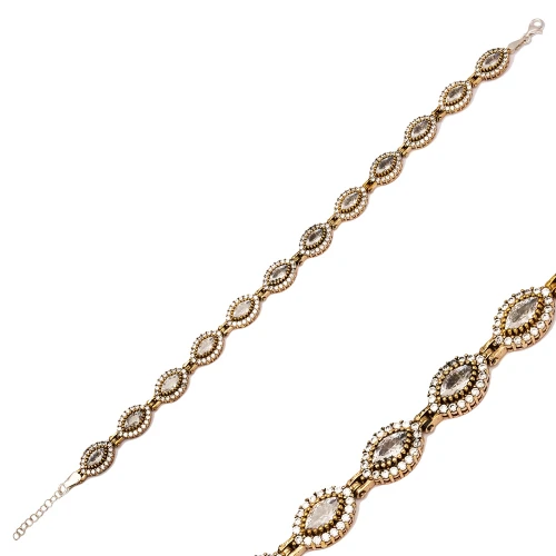 Clear CZ Marquise Shape 925 Sterling Silver Bracelet
