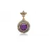 Amethyst CZ Ottoman Style Round Sterling Silver Pendant