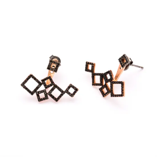 Ear Jack Double Side Turquoise Cube 925 Silver Earrings Ear Jack Double Side Turquoise Cube 925 Silver Earrings