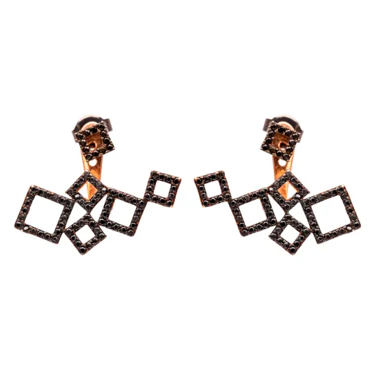 Ear Jack Double Side Turquoise Cube 925 Silver Earrings Ear Jack Double Side Turquoise Cube 925 Silver Earrings