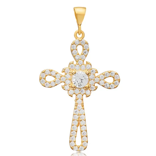 Cross Shape Zircon Silver Pendant Charm Cross Shape Zircon Silver Pendant Charm
