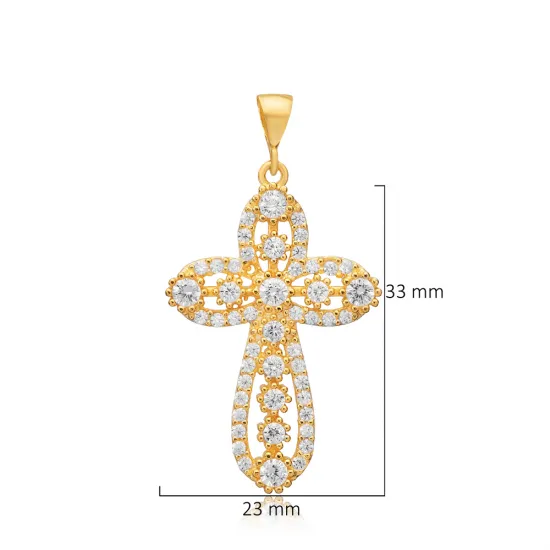 White CZ Cross Design Religious Silver Charm White CZ Cross Design Religious Silver Charm