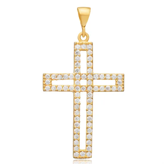 CZ Stone Cross Charm Pendant 925 Silver CZ Stone Cross Charm Pendant 925 Silver