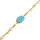 Turquoise Oval Bezel Chain 925 Sterling Silver Bracelet - Sade 925 Silver Jewelry