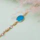 Turquoise Oval Bezel Chain 925 Sterling Silver Bracelet - Sade 925 Silver Jewelry