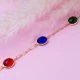 Multicolor Quartz Three Oval Bezel 925 Silver Bracelet - Sade 925 Silver Jewelry