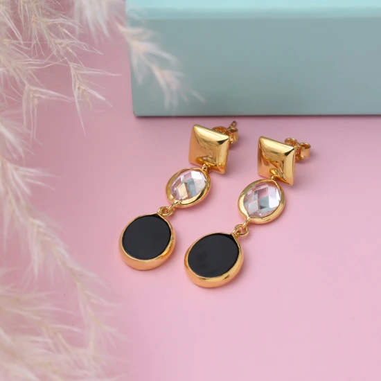Black Quartz Oval 925 Sterling Silver Earrings Black Quartz Oval 925 Sterling Silver Earrings