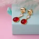 Ruby and Oval 925 Silver Stud Earrings