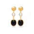 Black Quartz Oval Round 925 Sterling Silver Earrings