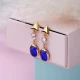 Sapphire Quartz Triangle 925 Sterling Silver Earrings Sapphire Quartz Triangle 925 Sterling Silver Earrings