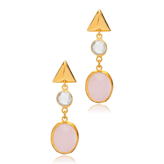 Pink Quartz Oval 925 Silver Stud Earrings Pink Quartz Oval 925 Silver Stud Earrings